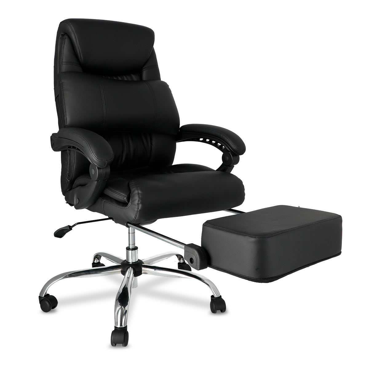 Silla Ejecutiva Techni Mobili Ergonomic Style Tipo Piel con Reposapiés Negro