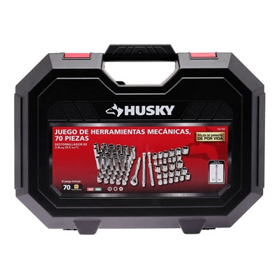 JUEGO DE HERRAMIENTAS MÉCANICAS PARA DESTORNILLADOR DE 3/8 DE PULGADA DE ACERO HUSKY 70 PIEZAS