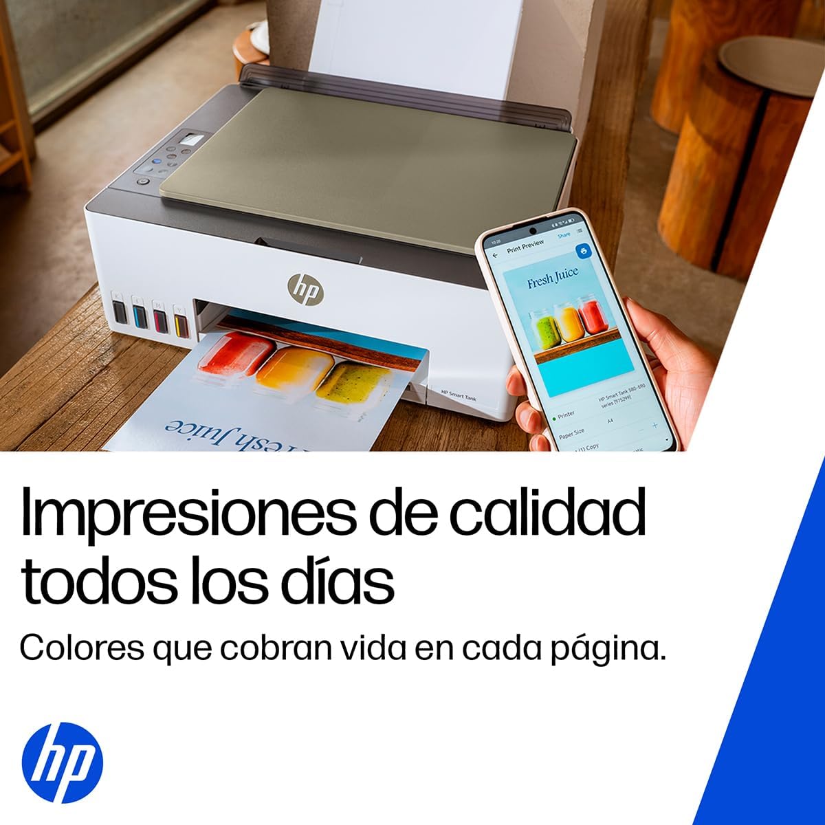 HP Impresora Multifuncional Smart Tank 583, Todo-en-Uno, Tanque de Tinta, WiFi, USB, Bluetooth, Smart, AirPrint, Impresi