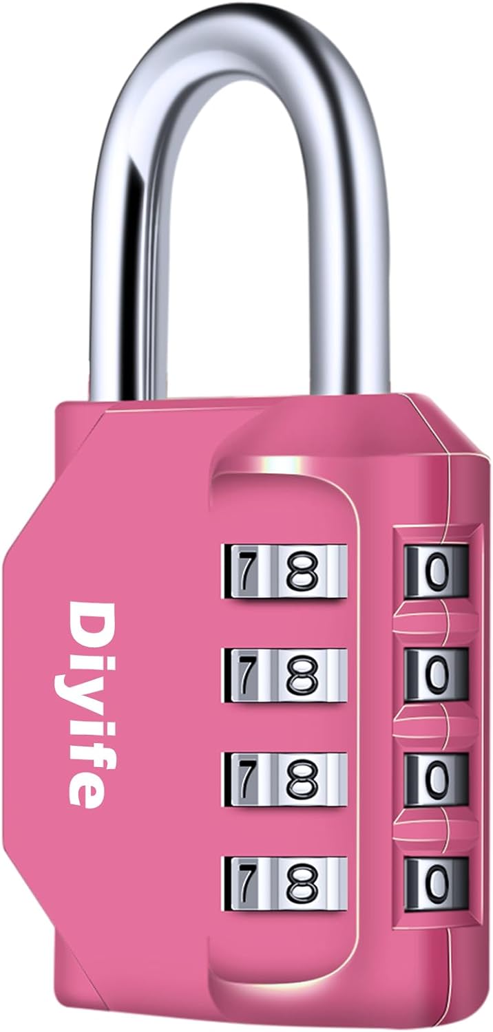 Diyife Candado Locker, Candado Combinaci?n de 4 D?gitos, Negro,1 Pack | Candado por Contraseña Resistentes la Intemperie