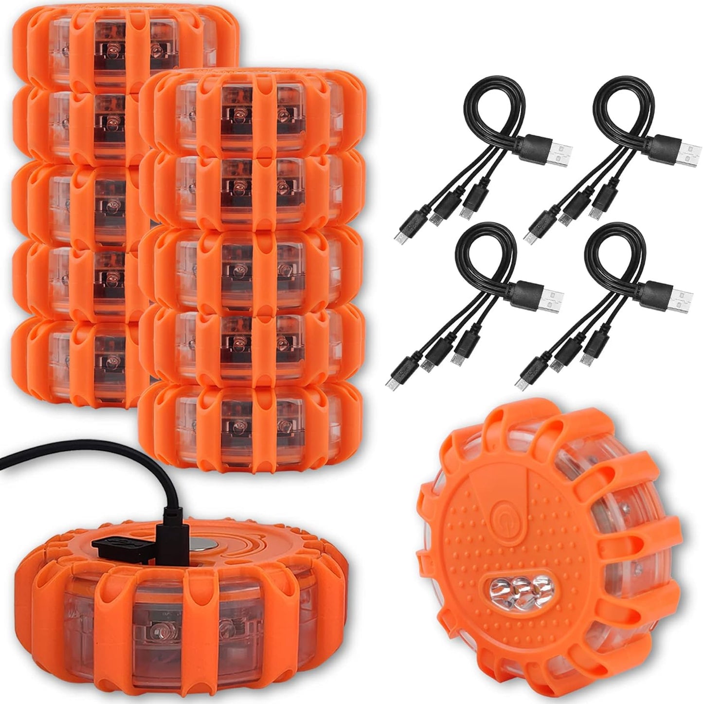 Ecoangel Bengalas LED Recargables por USB para Carretera, Luces de Emergencia - Baliza de Seguridad Vehicular de Adverte