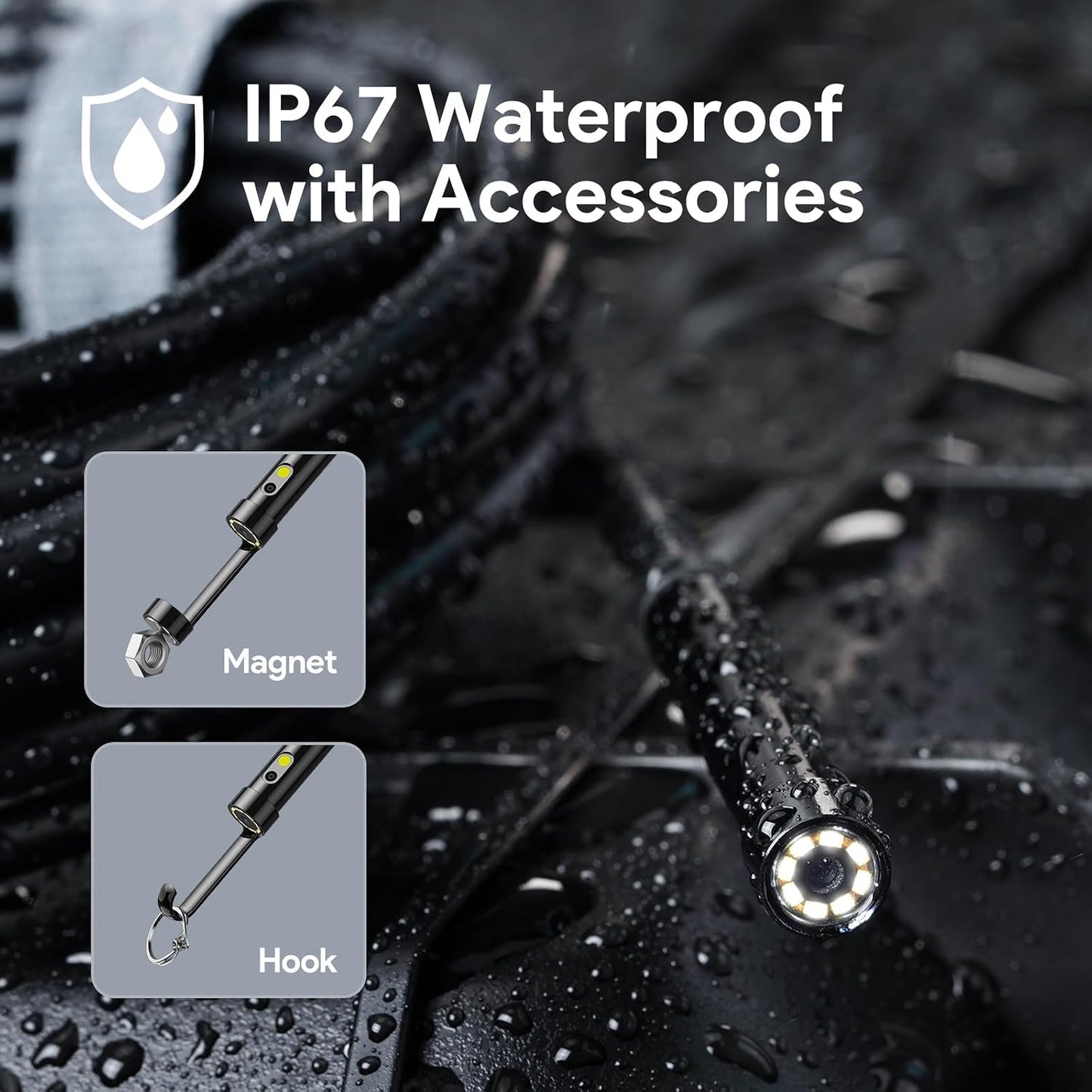 DEPSTECH - Cámara Endoscopio de Inspección con Luz: 2560P 2K Doble Lente Boroscopio para iPhone y Android con Cable de S