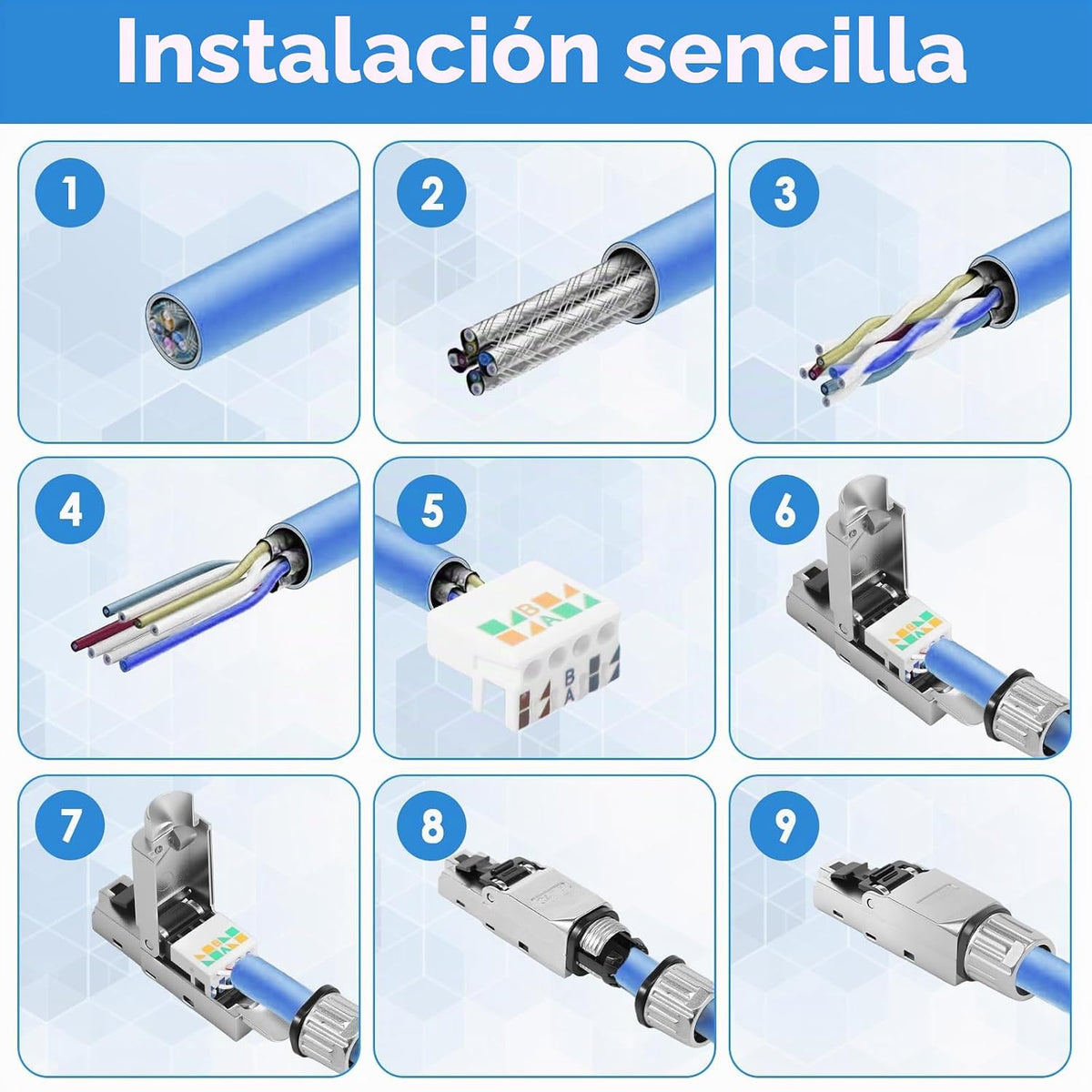 4 piezas de conector RJ45 Cat7, conector blindado Cat7 resistente a la corrosión con reducción de interferencias EMI/RFI