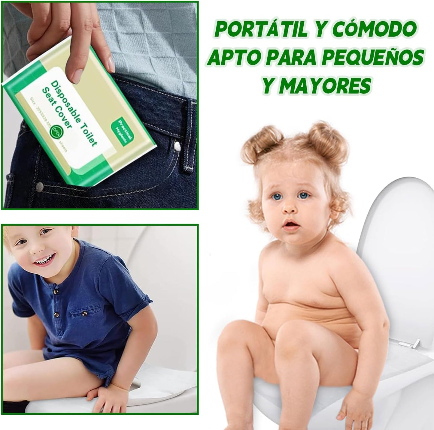 Cubre Asiento Inodoro 100 Piezas, Cubre Asiento Inodoro Desechable de Papel Espeso, Cubre Asiento Inodoro Desechable par