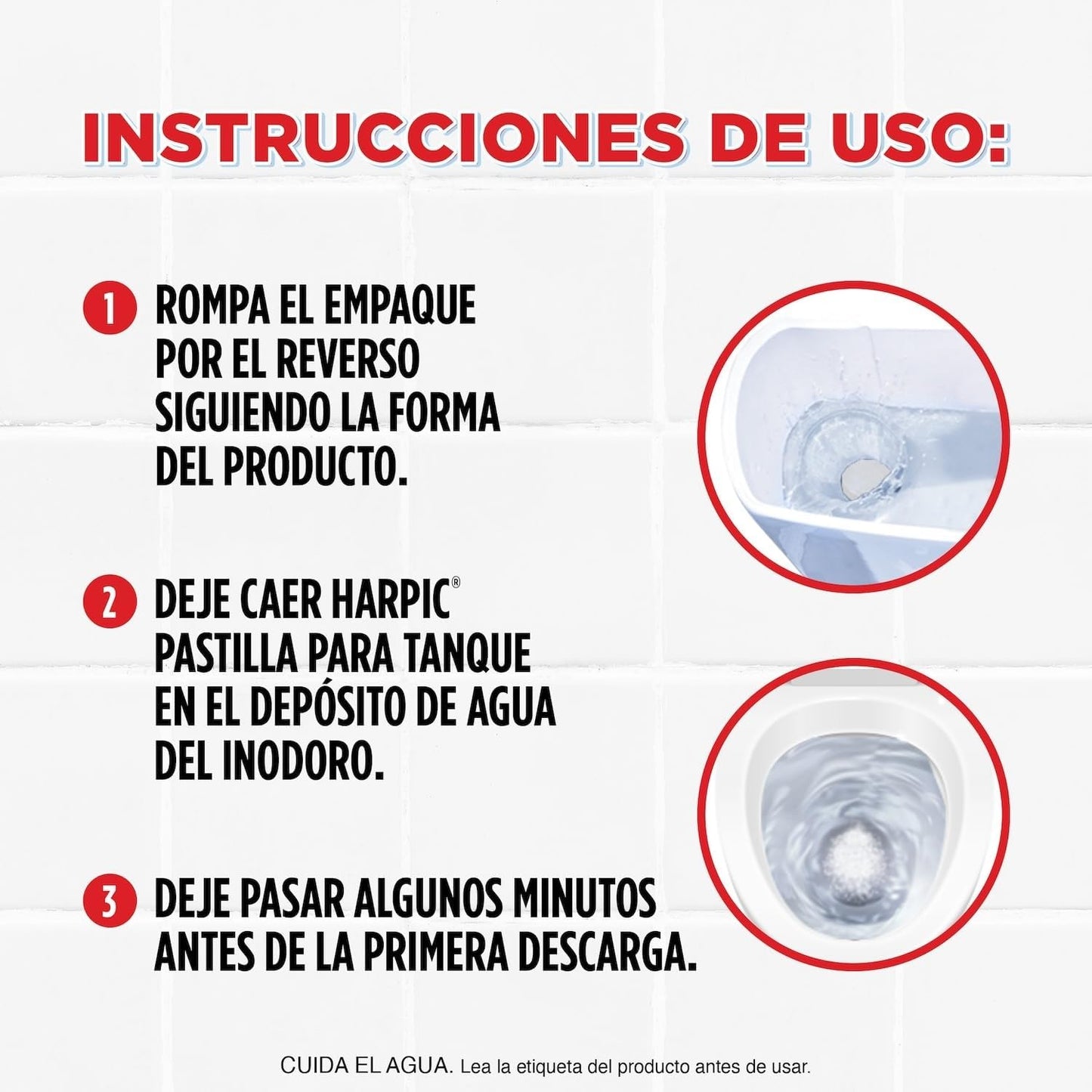 Harpic White & Shine Pastillas Acuaticas con Cloro, 5 piezas