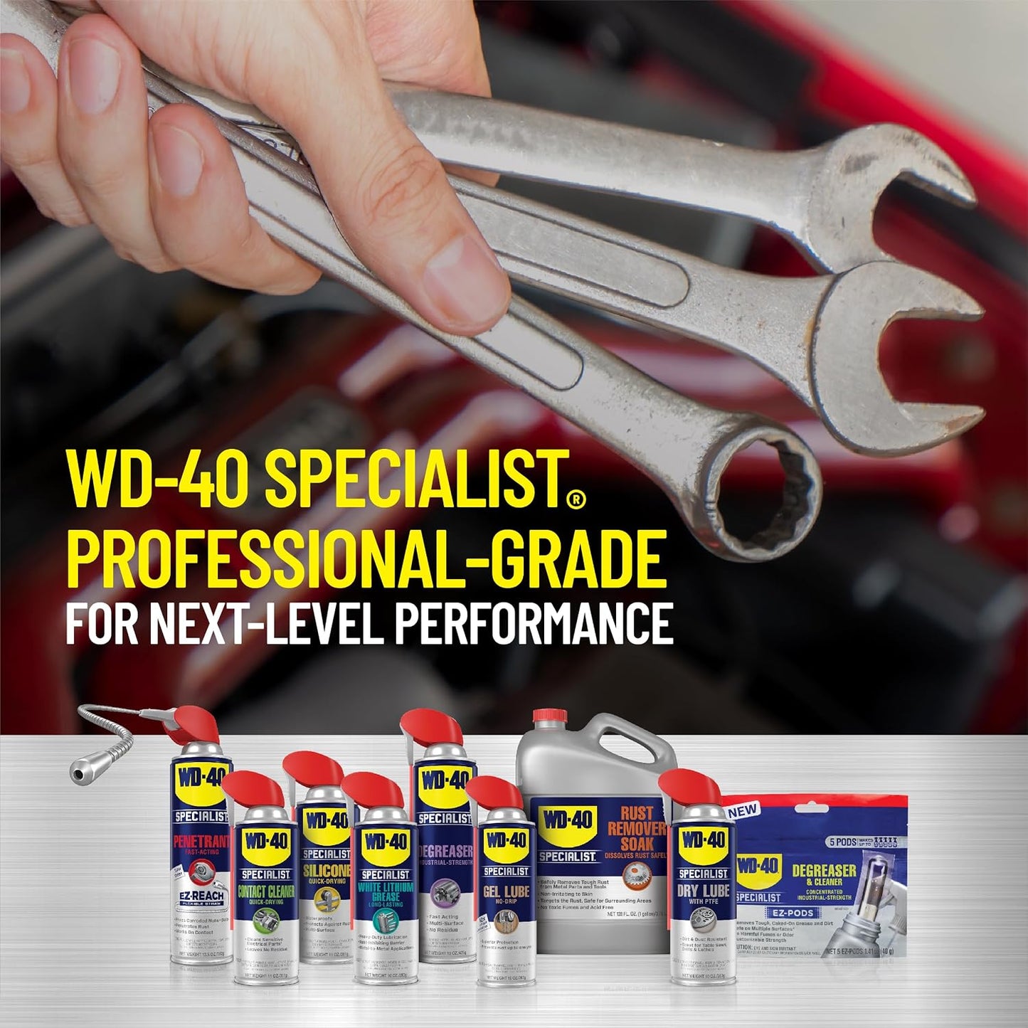 WD - Removedor de óxido 40 Specialist, disolvente de óxido de acción rápida. 1 galón (paquete de 1) | automoción-oxidaci