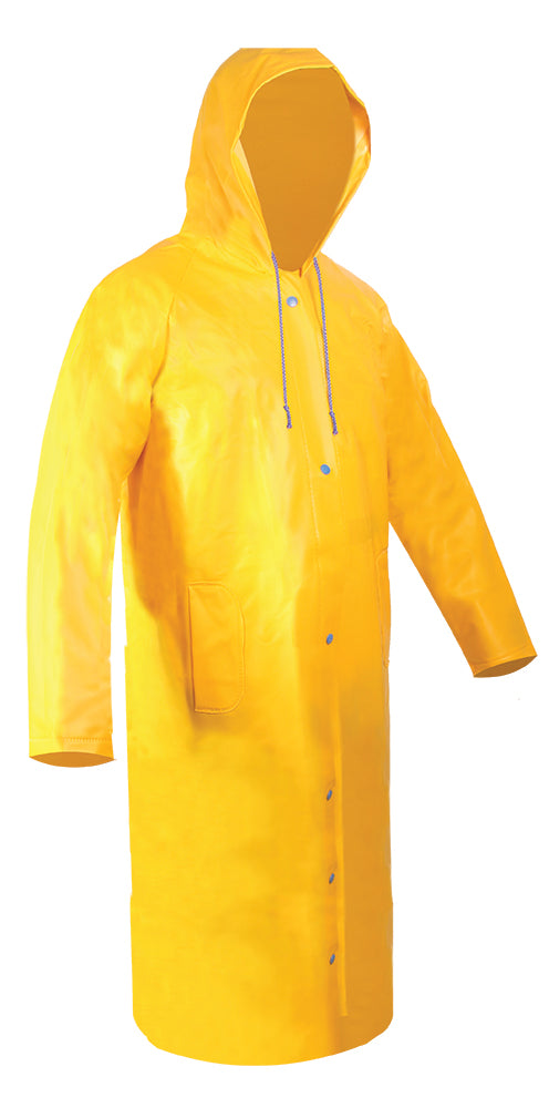 Impermeable tipo gabardina amarilla larga