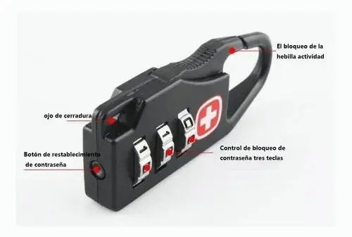 Candado Clave Swiss Negro RUBEN ARMANDO Para Maletas Mochilas