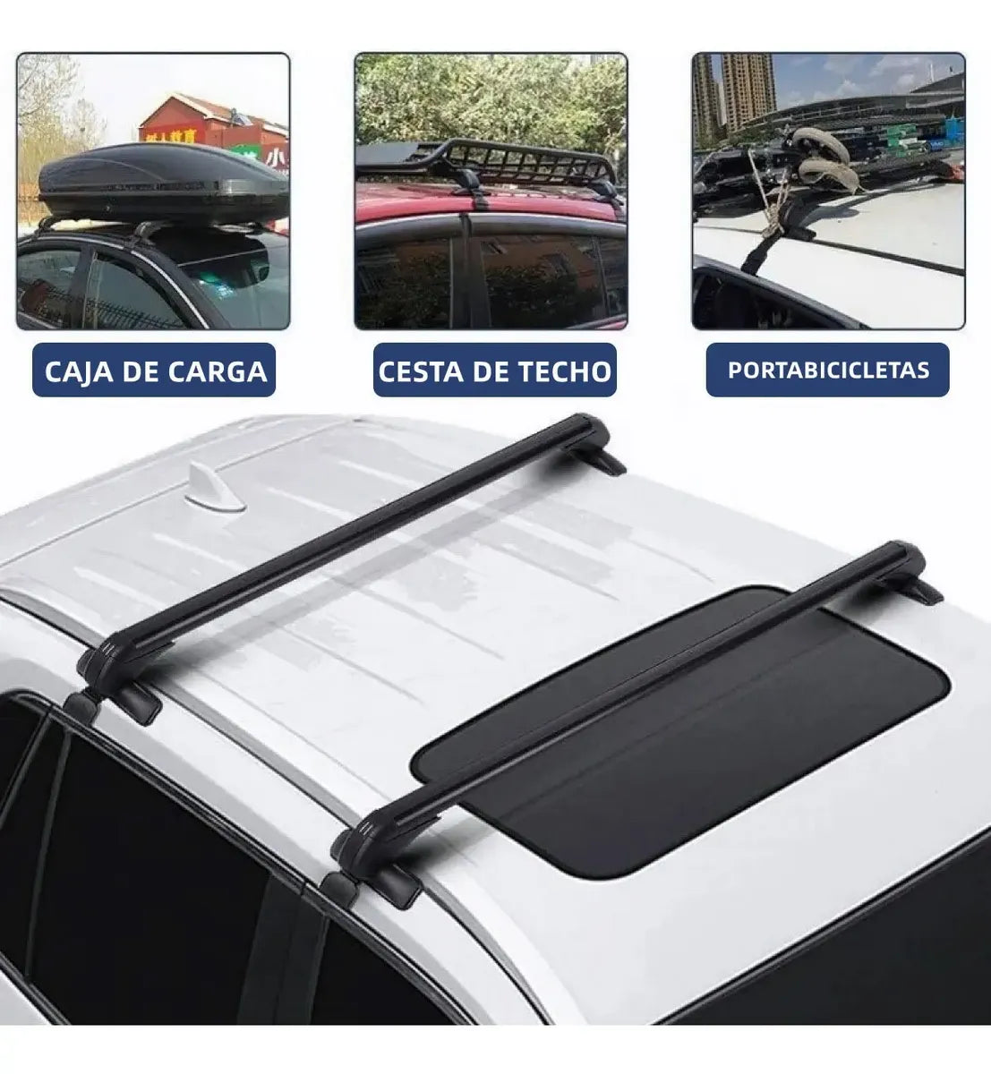 Barras Portaequipaje Universales Rack Aluminio Con Ganchos