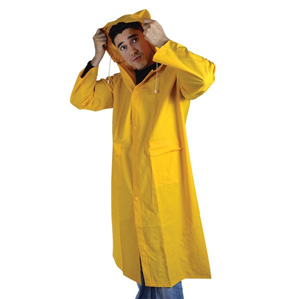 Impermeable tipo gabardina con capucha