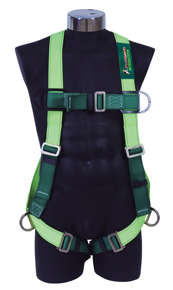 Arnés de seguridad con anillo «D» en la espalda y los costados línea verde