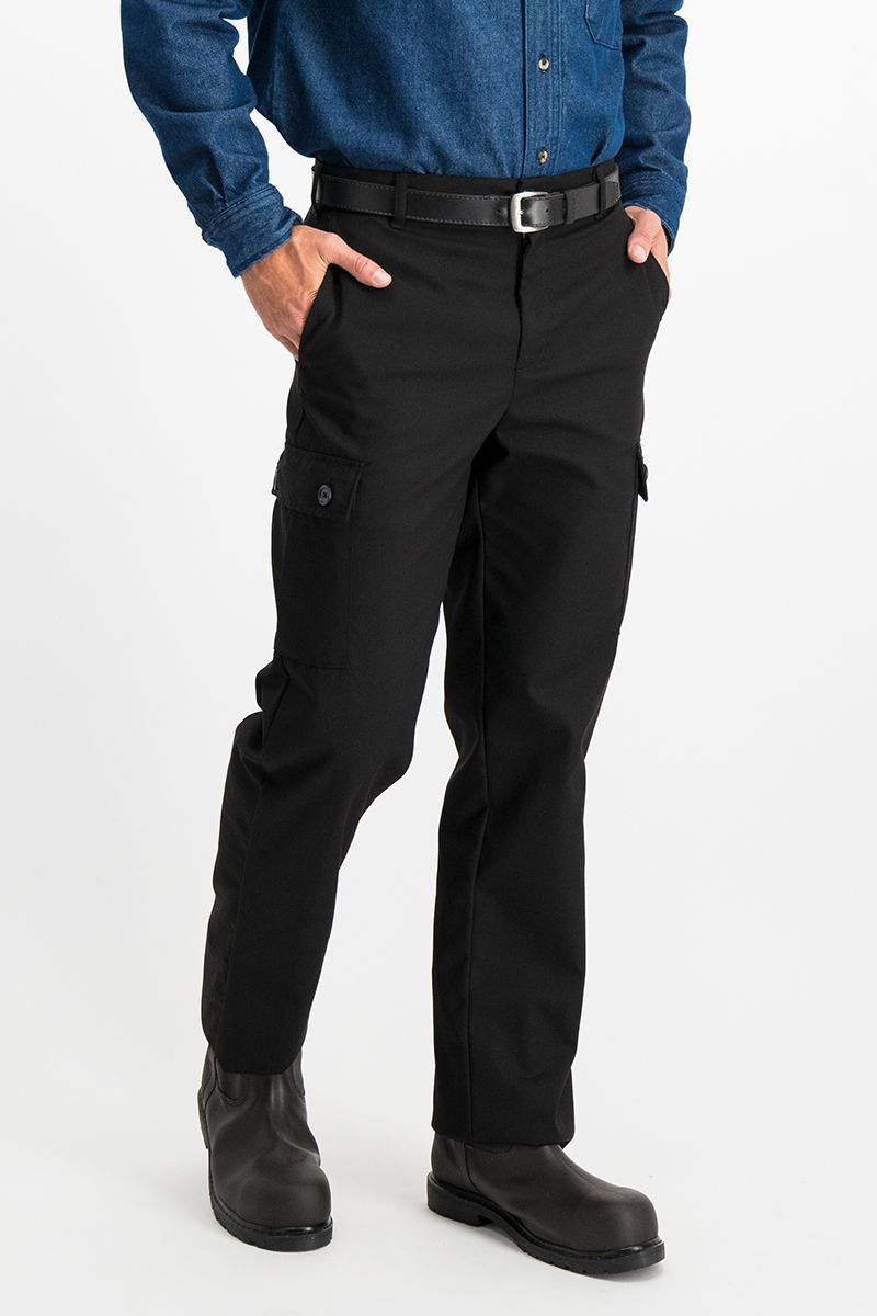 PANTALON DE GABARDINA CORTE RECTO CON BOLSAS LATERALES NEGRO CABALLERO