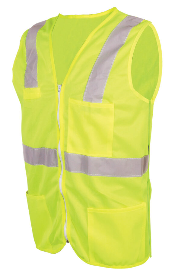 Chaleco amarillo de alta visibilidad con zipper