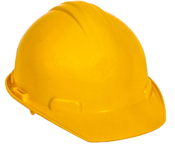 Casco amarillo tipo cachucha dieléctrico con suspensión textil