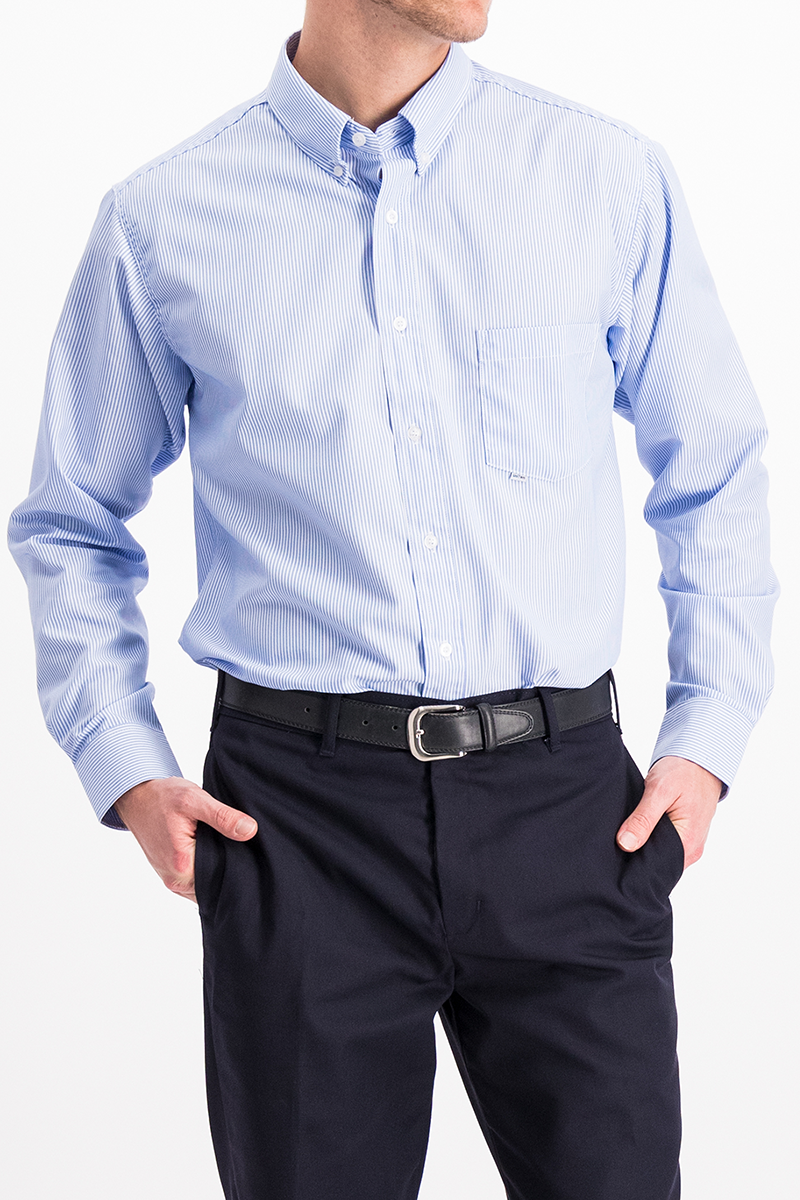 CAMISA EJECUTIVA MANGA LARGA RAYAS CELESTE CABALLERO