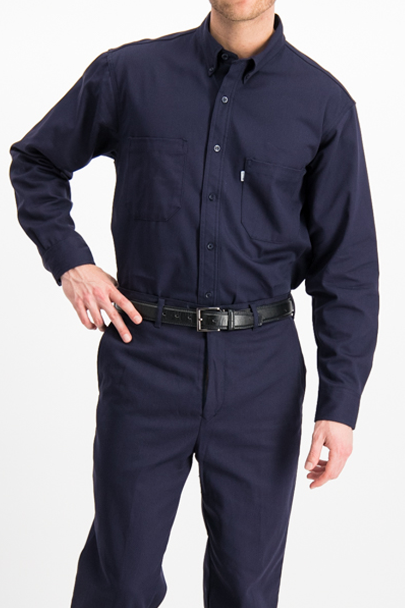 CAMISA INDUSTRIAL MANGA LARGA GABARDINA TEXAS 100% ALGODON  AZUL MARINO CABALLERO