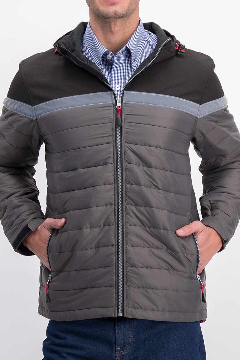 CHAMARRA CASUAL PLASTIFICADA GRIS CABALLERO