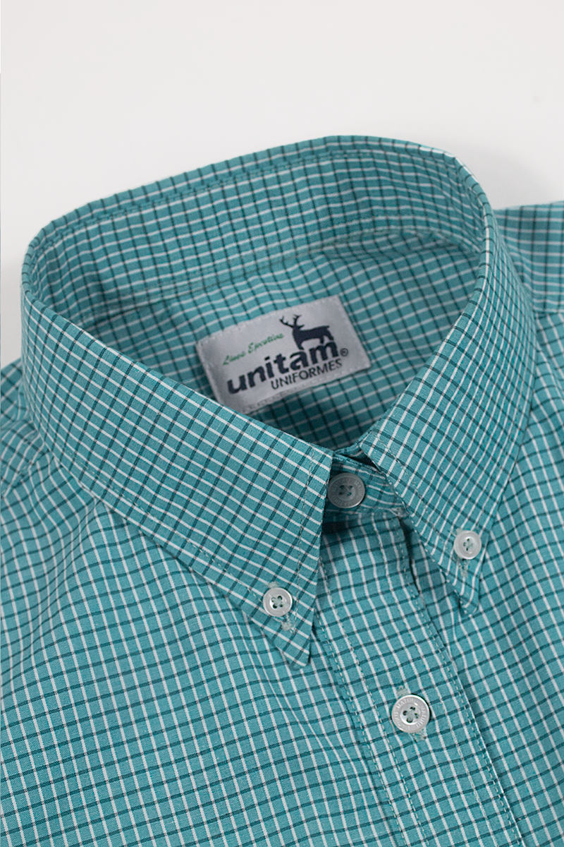 CAMISA EJECUTIVA MANGA LARGA CUADROS MANHATTAN TURQUESA CABALLERO