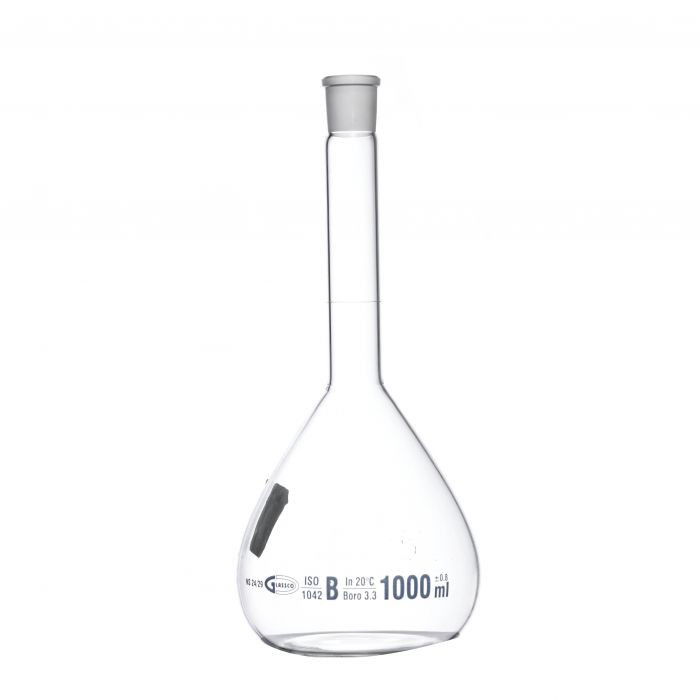 MATRAZ VOLUMÉTRICO DE 1L CLASE B DIN. TAPÓN DE VIDRIO. KAVALIER