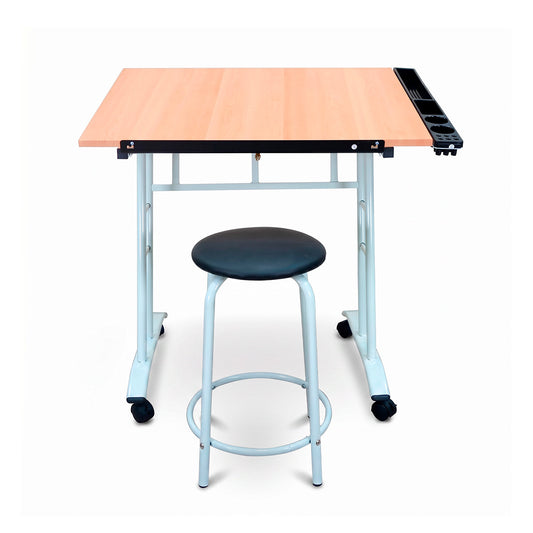 Mesa de Trabajo con Banco 4Tune Drawing FID1690R / Natural con blanco y negro