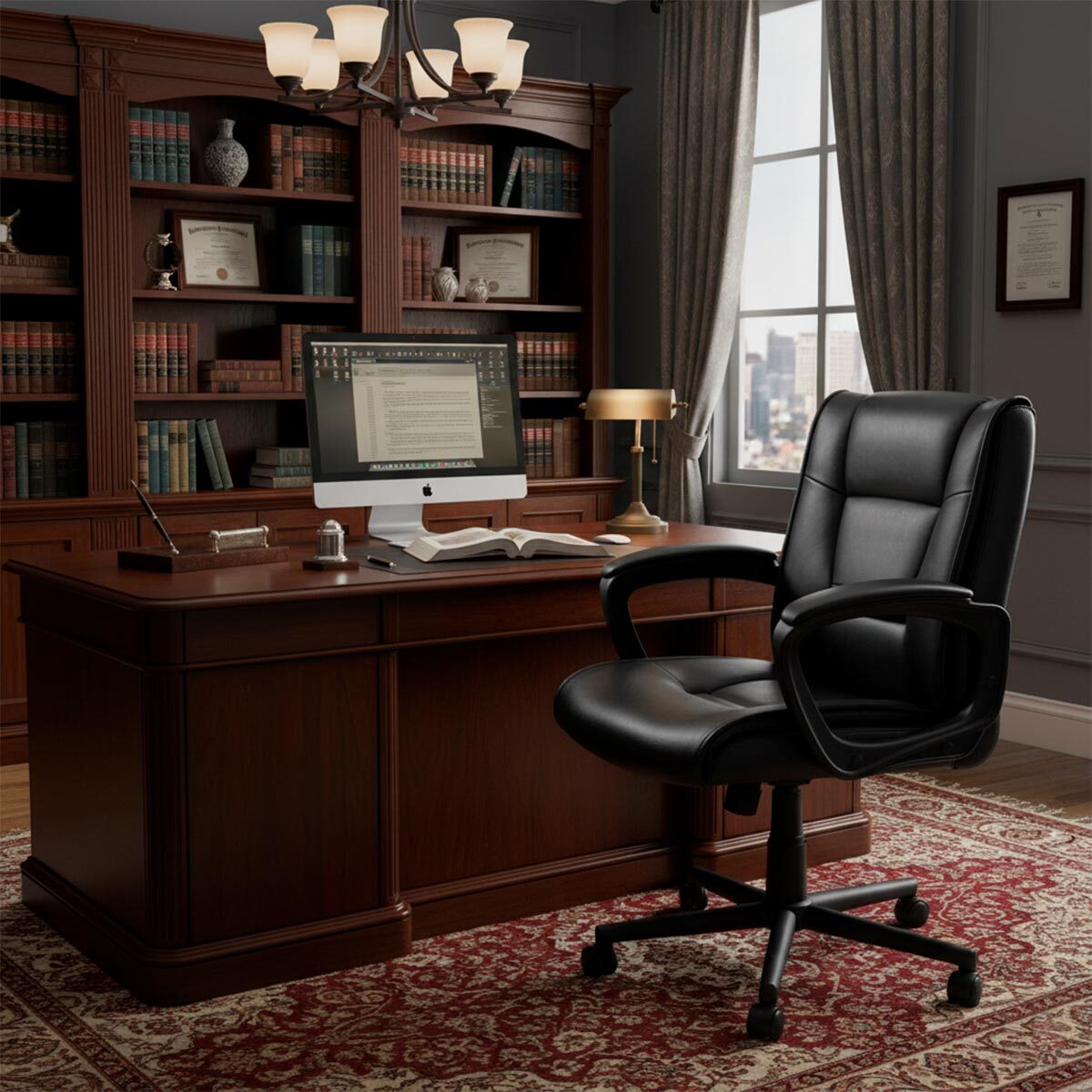 Silla Ejecutiva Office Depot Cuero Vegano Negro
