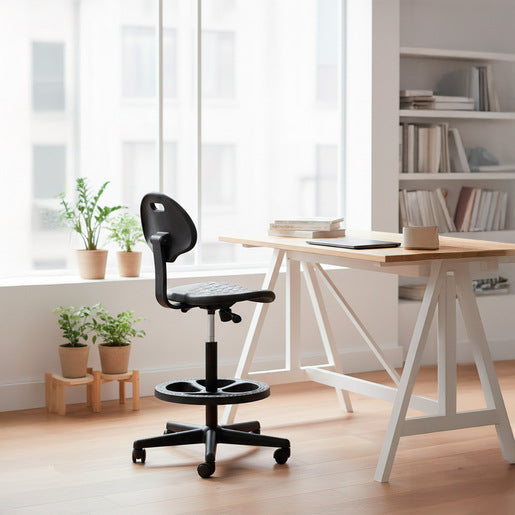 Silla de Trabajo Alta Office Depot Poliuretano Negro
