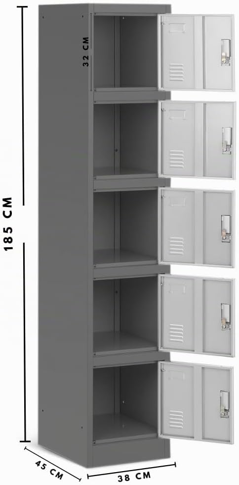 EKE Locker Metalico 185 X 38 X 45 Grande Almacenamiento Resistente Lockers Casilleros de Metal con Llave para Oficina Es