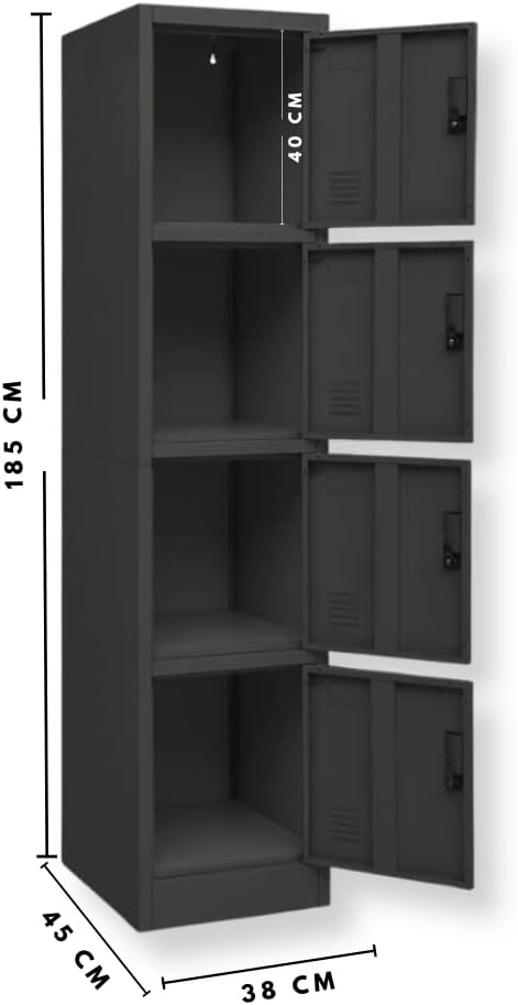 EKE Locker Metalico 185 X 38 X 45 Grande Almacenamiento Resistente Lockers Casilleros de Metal con Llave para Oficina Es