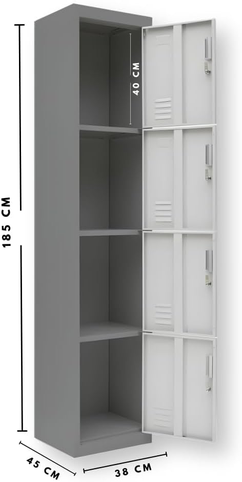 EKE Locker Metalico 185 X 38 X 45 Grande Almacenamiento Resistente Lockers Casilleros de Metal con Llave para Oficina Es