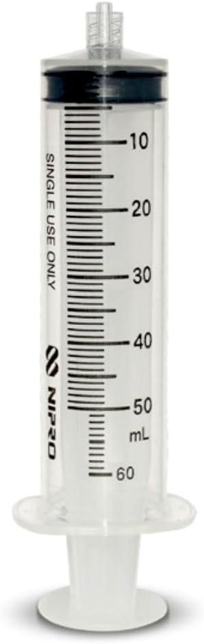 Jeringas Desechables NIPRO de Plástico 50 mL sin Aguja Luer Lock, Grado Médico, Esterilizadas Caja con 25 Piezas