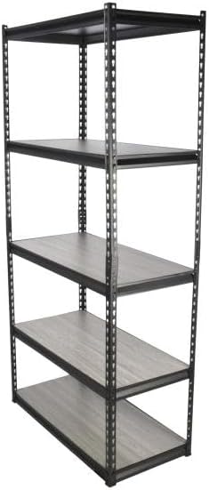 Genérico Estante de 5 Niveles de Acero 183 x 91.4 x 45.7 cm Negro Alacenamiento Organizador Rack Anaquel resistenter Hus