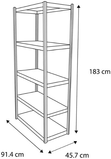 Genérico Estante de 5 Niveles de Acero 183 x 91.4 x 45.7 cm Negro Alacenamiento Organizador Rack Anaquel resistenter Hus