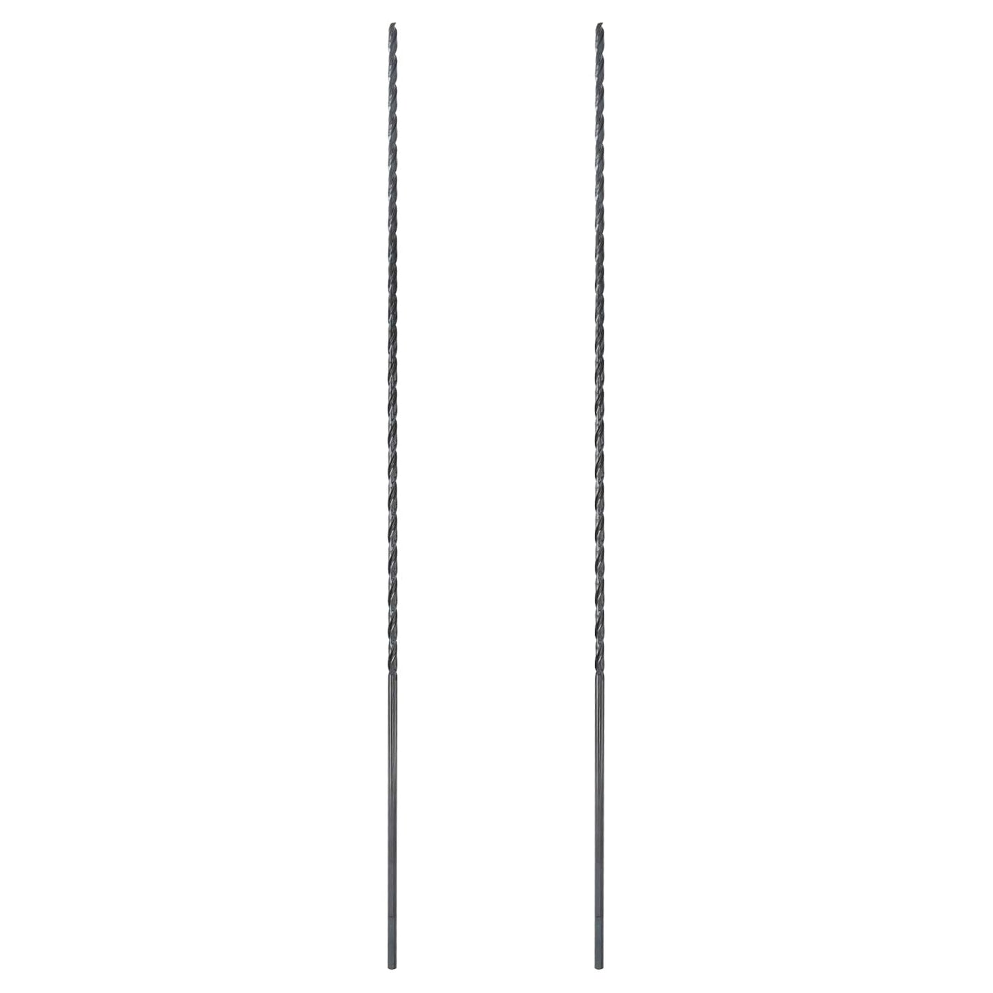 Brocas de 3/16 x 18 pulgadas de largo (paquete de 2) Acero de alta velocidad con óxido negro para perforar madera y meta