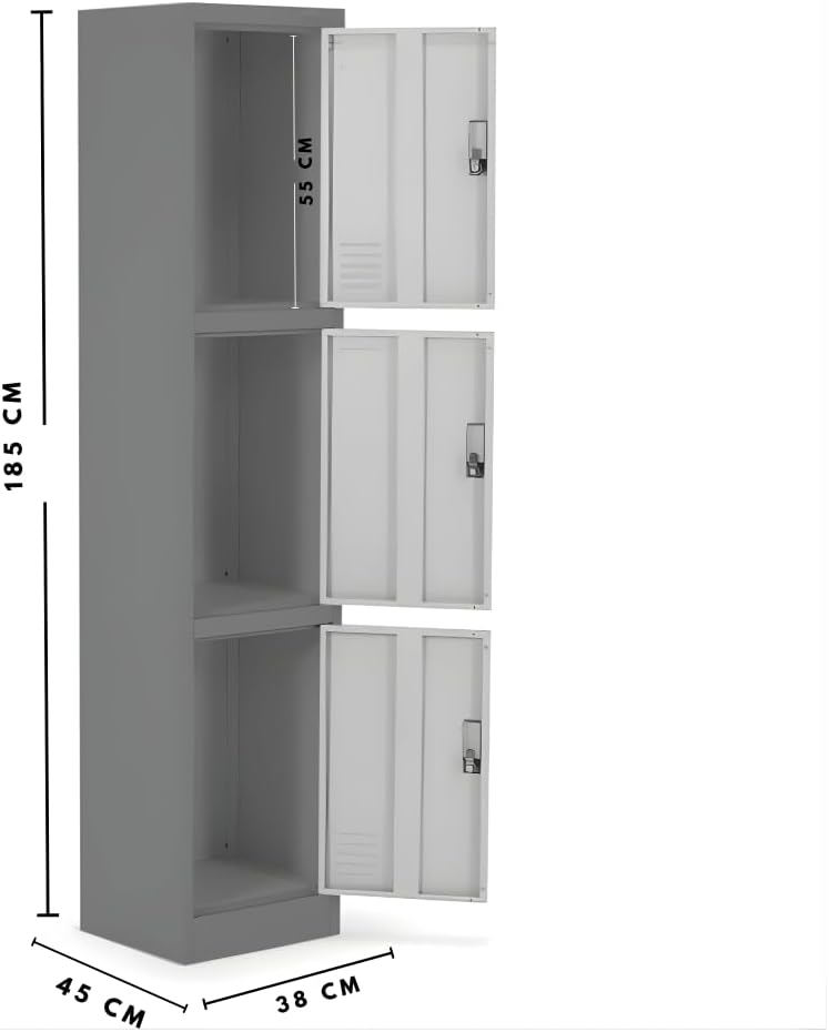 EKE Locker Metalico 185 X 38 X 45 Grande Almacenamiento Resistente Lockers Casilleros de Metal con Llave para Oficina Es