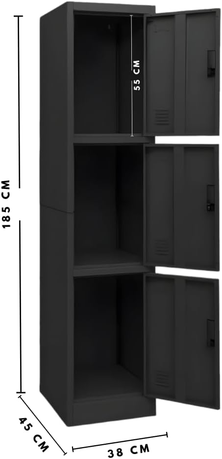 EKE Locker Metalico 185 X 38 X 45 Grande Almacenamiento Resistente Lockers Casilleros de Metal con Llave para Oficina Es