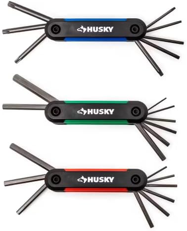 Juego de llaves hexagonales plegables SAE/métricas Husky con juego Torx adicional (3 piezas)