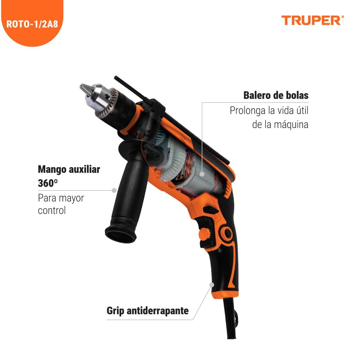 TRUPER ROTO-1/2A8, Rotomartillo/destornillador 1/2", 750W