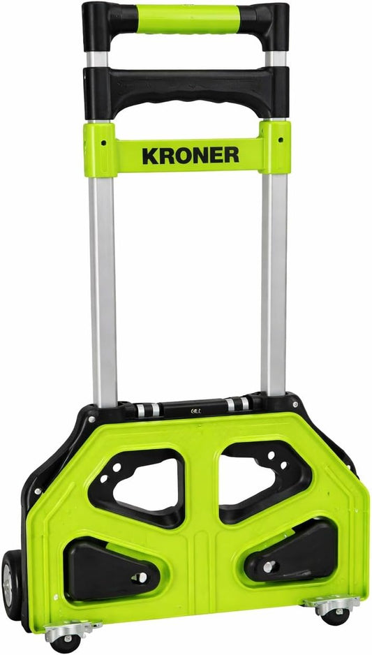 Kroner Carrito Plegable con Ruedas 80 kg – Diablo de Carga de Aluminio Ligero, Compacto y Portátil para Hogar, Oficina y