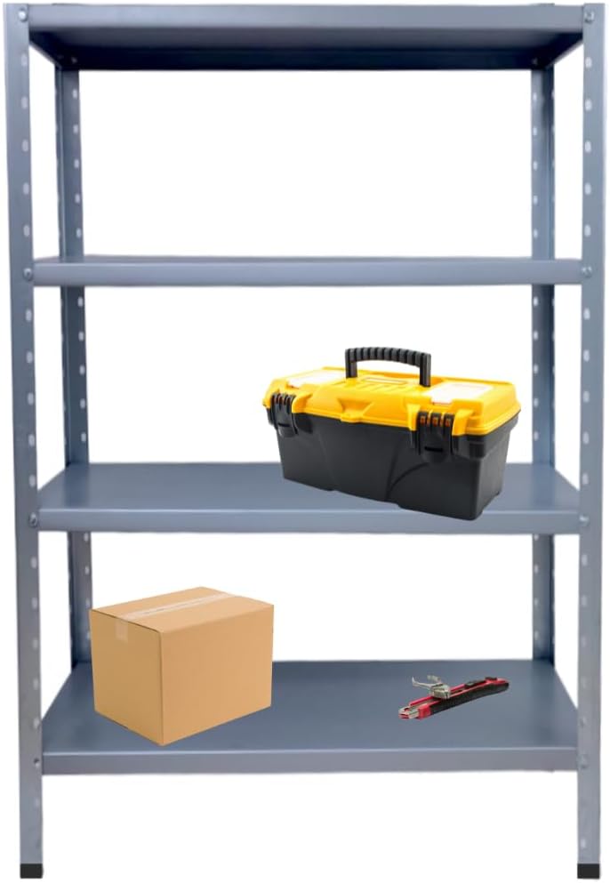 Anaquel Metálico de 4 Niveles 30×85×120 cm – Estante Resistente y Compacto para Almacén, Hogar, Oficina o Taller