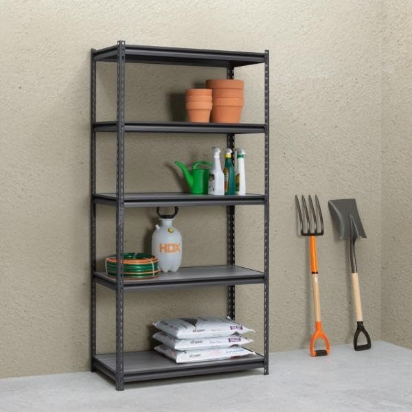 Genérico Estante de 5 Niveles de Acero 183 x 91.4 x 45.7 cm Negro Alacenamiento Organizador Rack Anaquel resistenter Hus