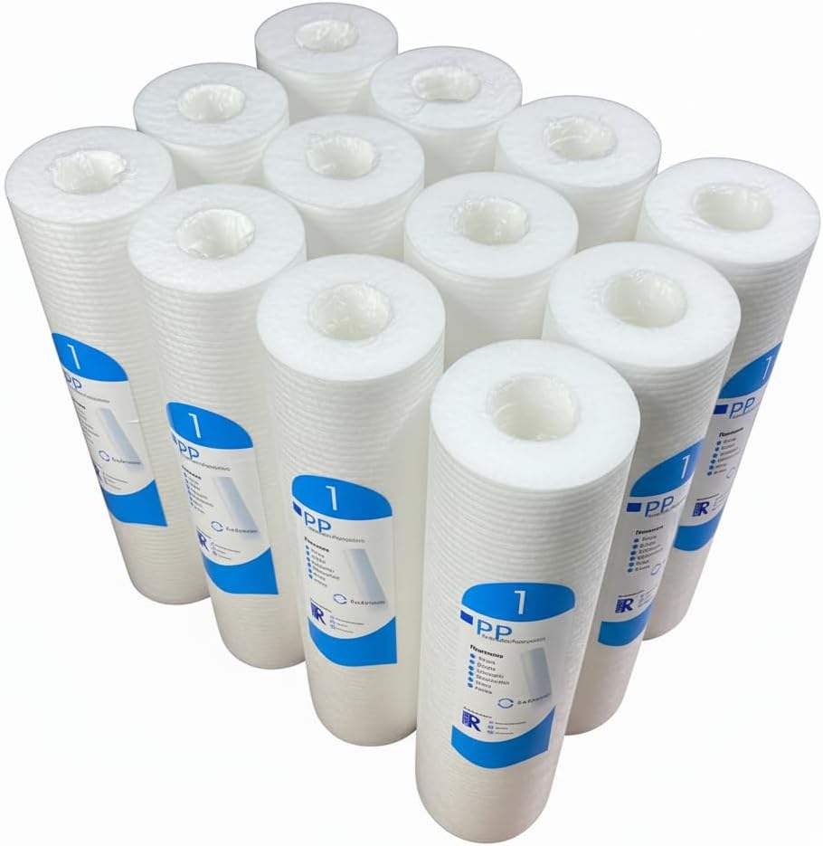 REYNOR Cartuchos de Sedimentos de Polipropileno, Paquete de 9 Piezas, 2.5 x 10 Pulgadas, Filtración 5 Micras, para Siste