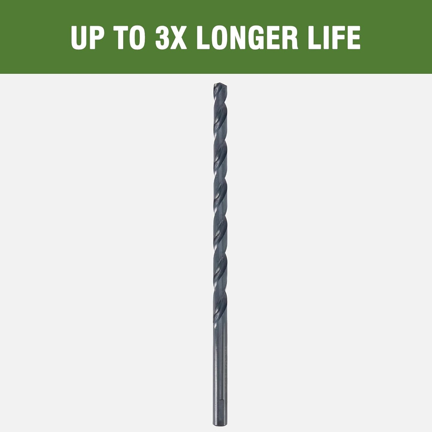 Brocas de 3/16 x 18 pulgadas de largo (paquete de 2) Acero de alta velocidad con óxido negro para perforar madera y meta
