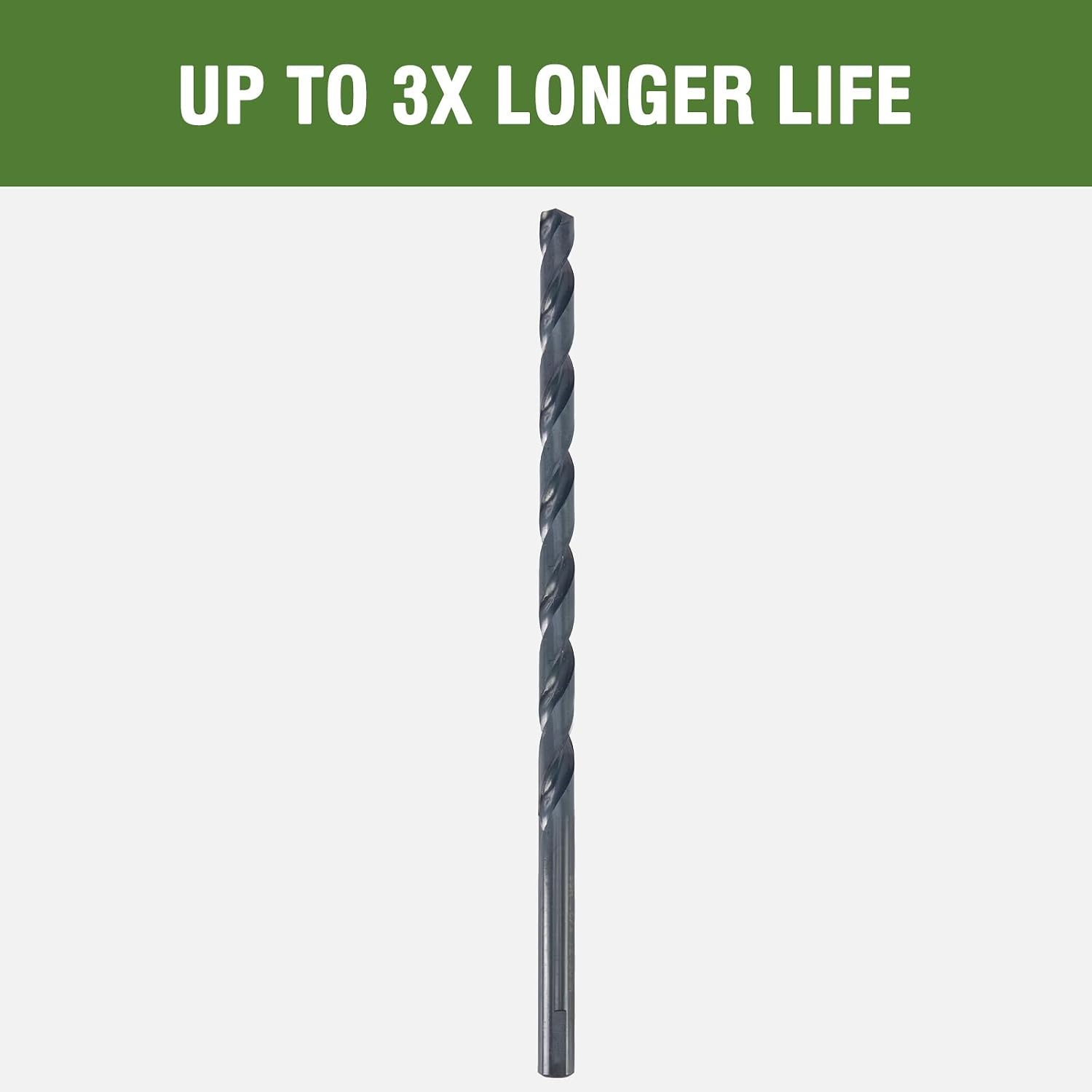 Brocas de 3/16 x 18 pulgadas de largo (paquete de 2) Acero de alta velocidad con óxido negro para perforar madera y meta