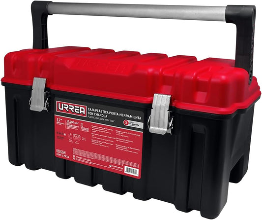 Urrea Caja plástica 17" con charola y tapa roja