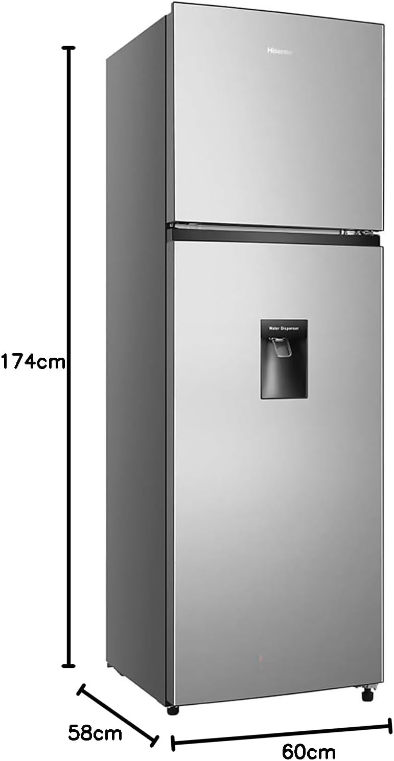 Hisense RT90N6WKX2-Refrigerador Top mount, 9 pies cúbicos con Dispensador de Agua, No Frost, Multi Air Flow, 55x56x168cm