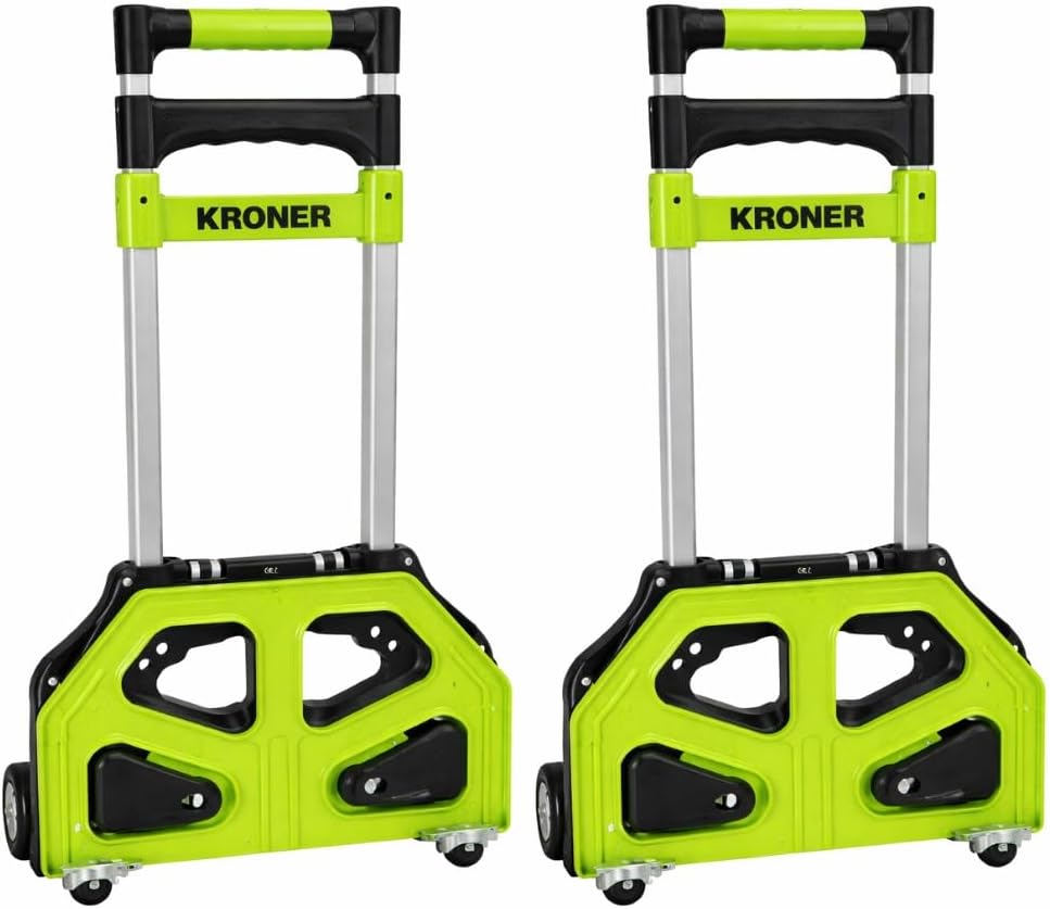 Kroner Carrito Plegable con Ruedas 80 kg – Diablo de Carga de Aluminio Ligero, Compacto y Portátil para Hogar, Oficina y