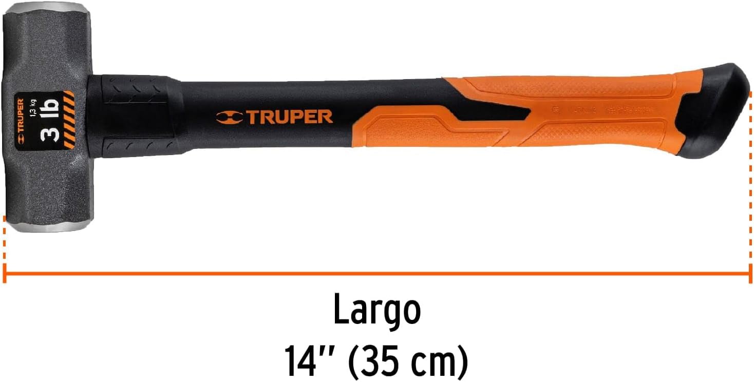 Truper MD-3F, Marro octagonal 3 lbs, mango fibra de vidrio
