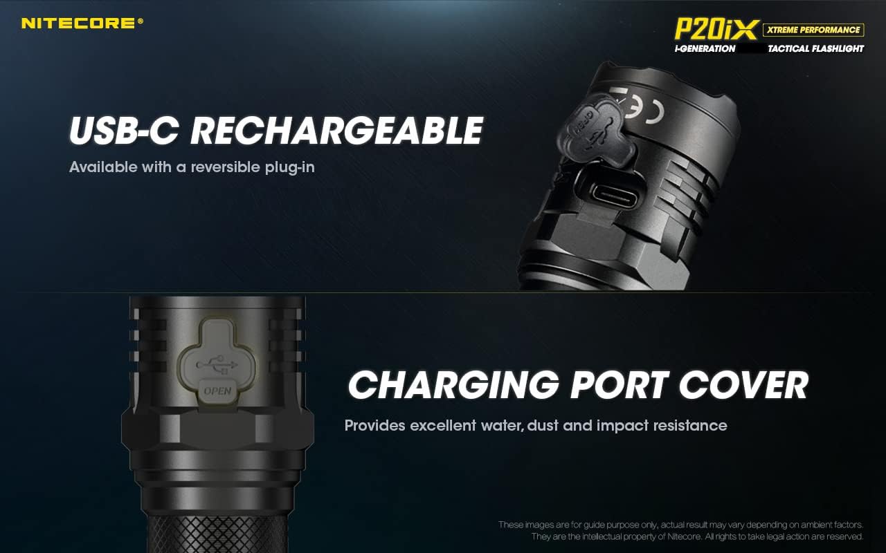 Nitecore P20iX 4000 Lumen USB-C Rechargeable Tactical Flashlight with LumenTac Battery Organizer