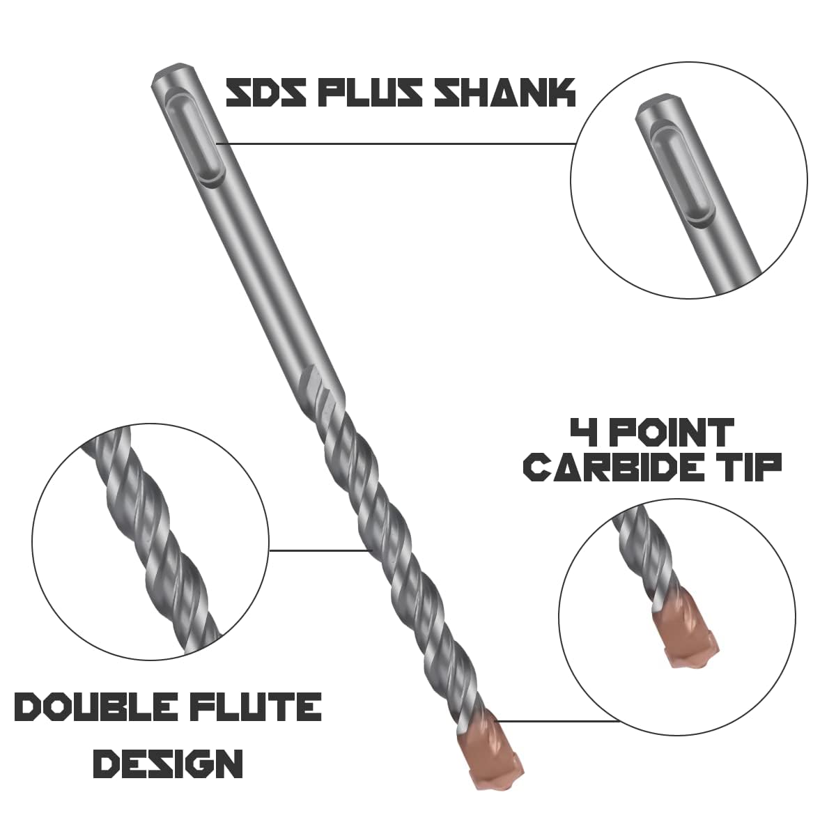 SDS Plus - Broca de mampostería de 1/2 x 18 pulgadas para martillos rotativos (punta de carburo de grado industrial) ext