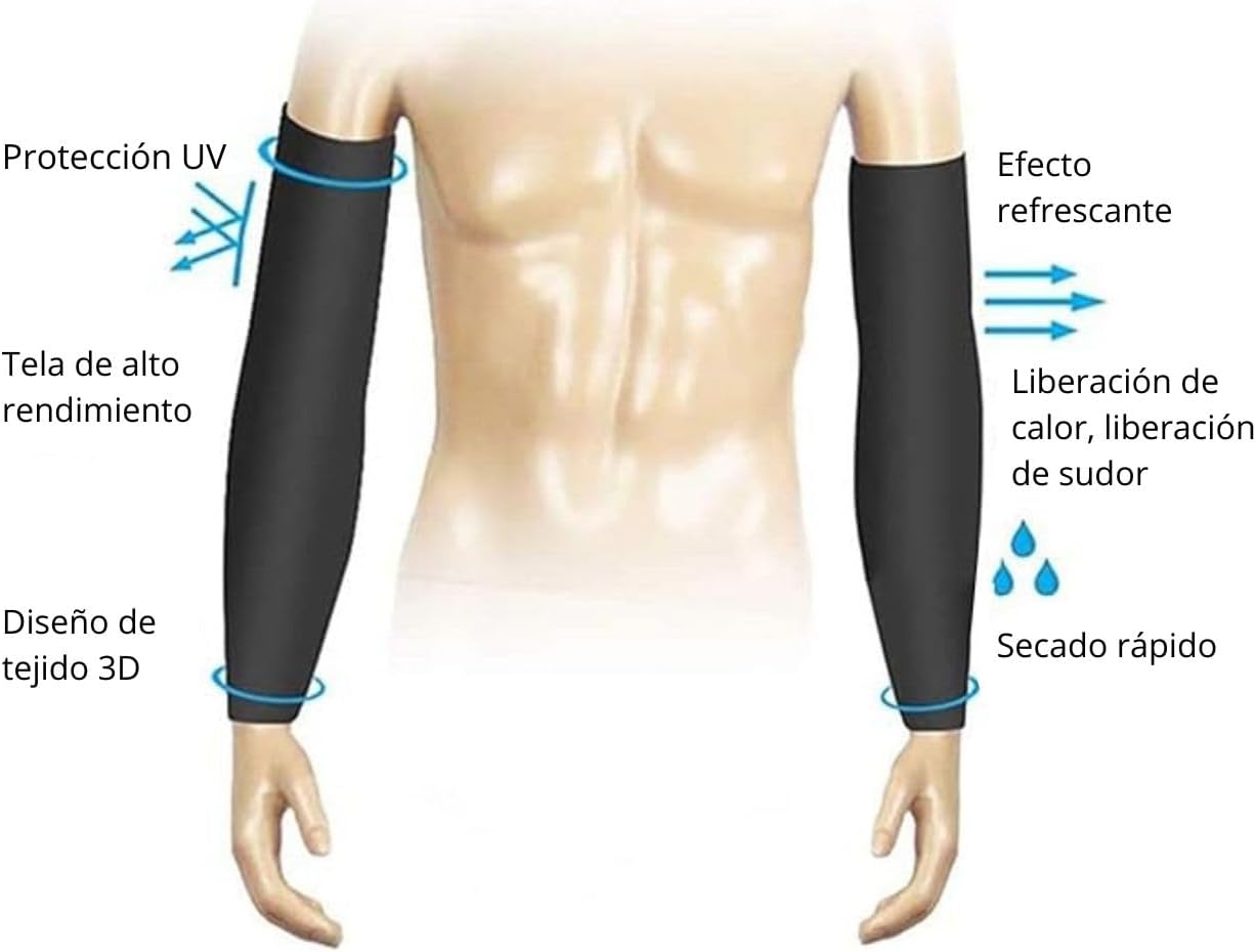 Timotech 4 Pares de Mangas de Protección UV para Brazos, Mangas para Sol Deportivas Fresco y Transpirable, Cubierta de T
